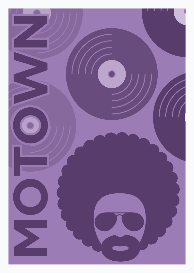 Motown poster: flat-shape figures and heavy display type.